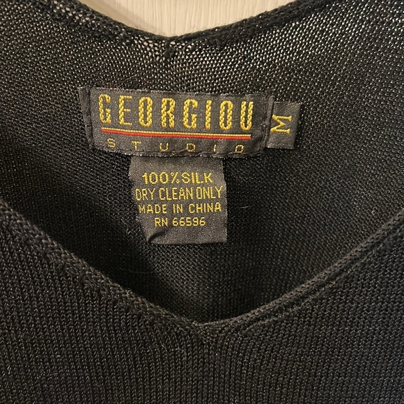 Georgiou Studio Silk Knit Tank with Rhinestone Straps, size M - Picture 2 of 4